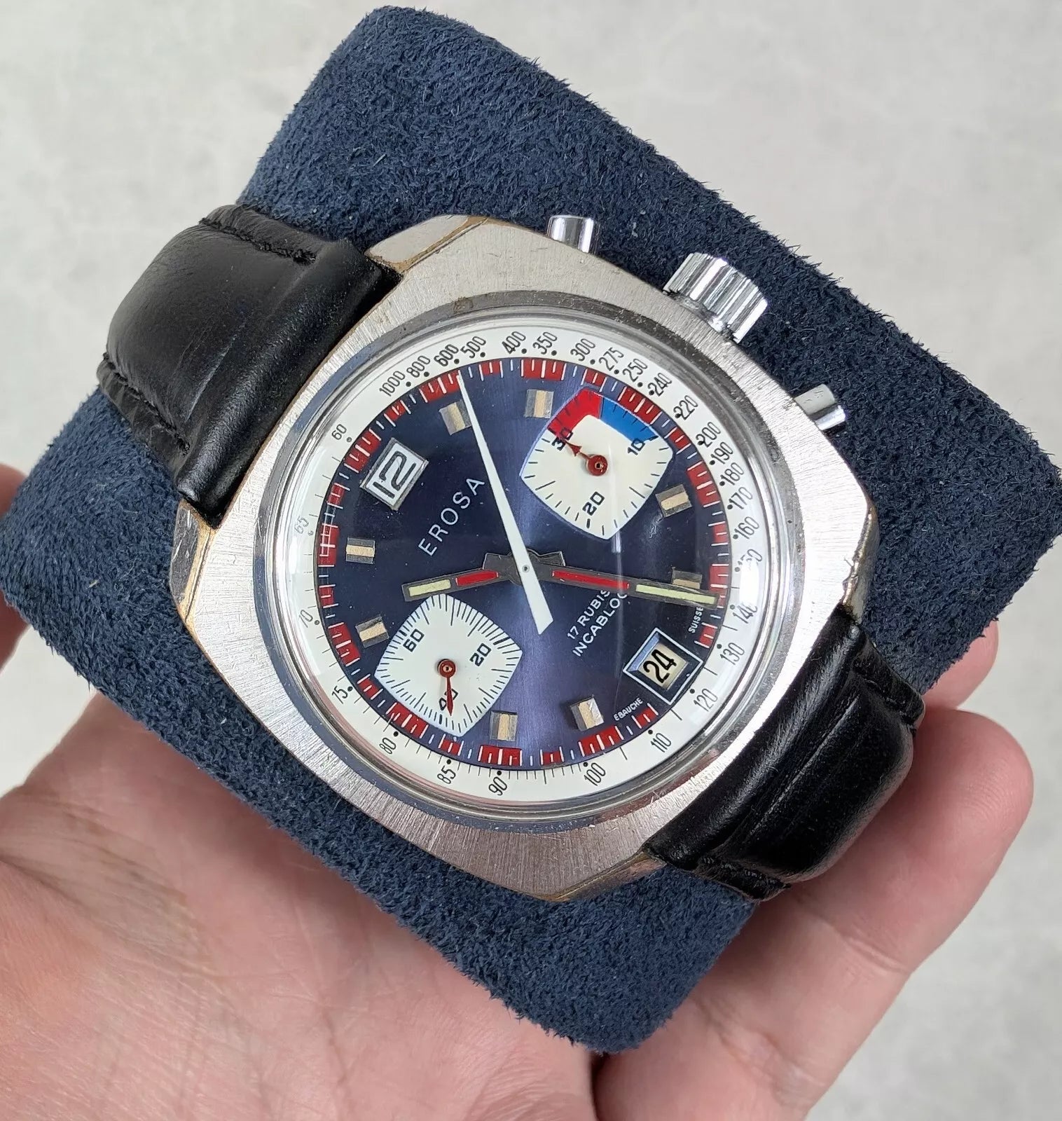 Vintage 1970s Erosa Chronograph Valjoux 7734 Watch