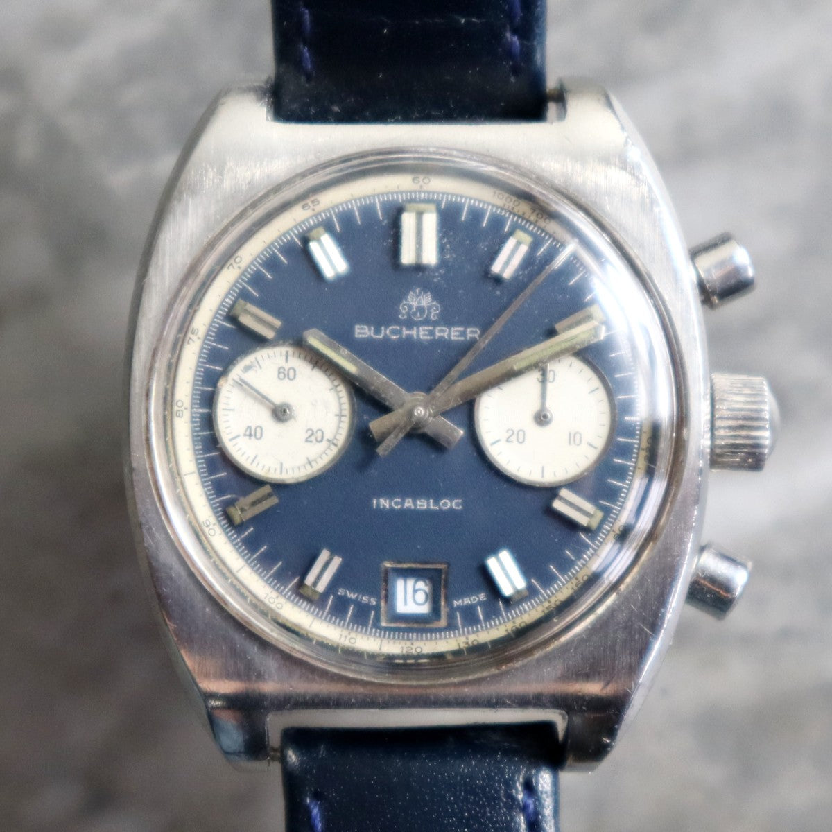 Vintage Bucherer Incabloc Chronograph 1970s | Valjoux 7733