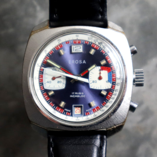 Erosa 1970's Vintage Chronograph Valjoux 7734 Reverse Panda