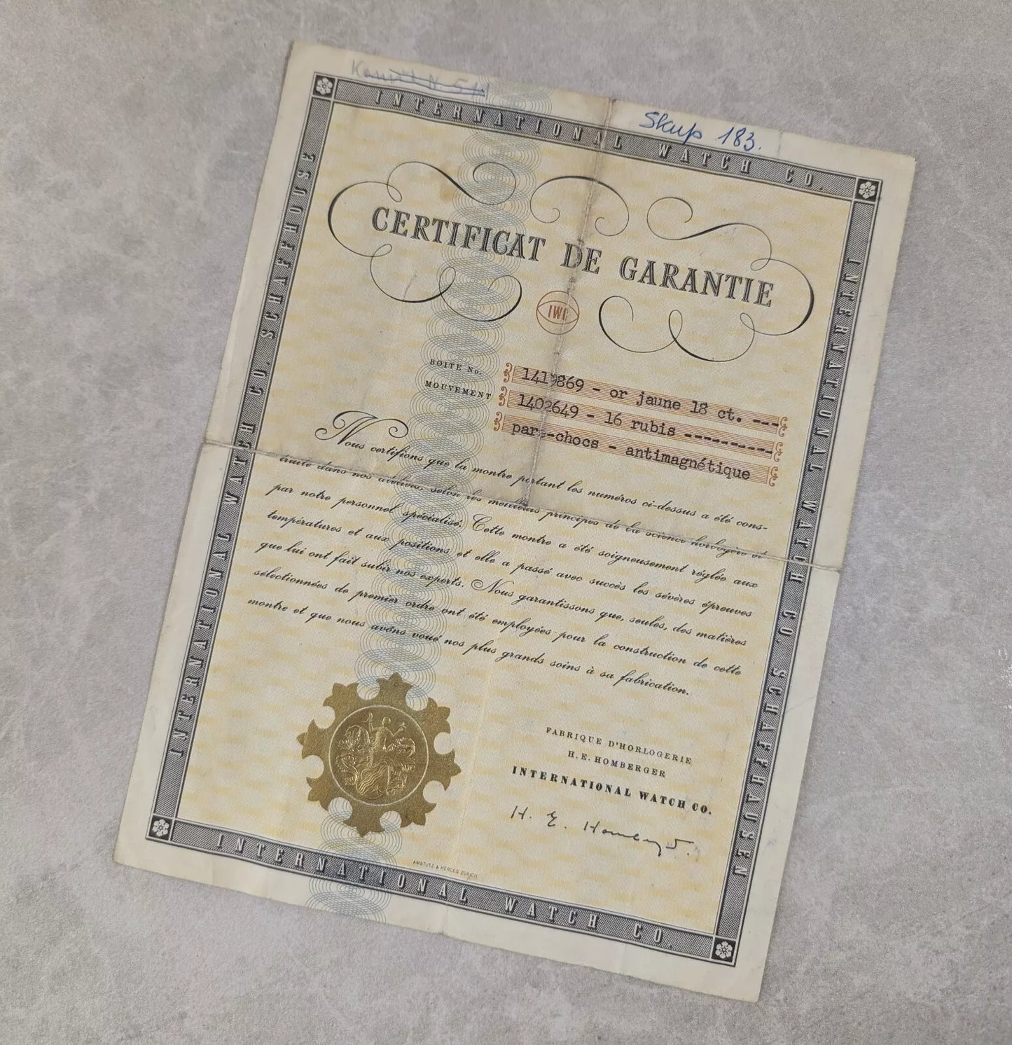 Vintage IWC schaffhausen 18ct Gold Watch | Calibre 89