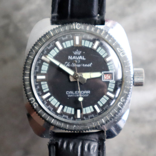 Fellowcrest Naval Date Divers Style Vintage Watch Early 70's