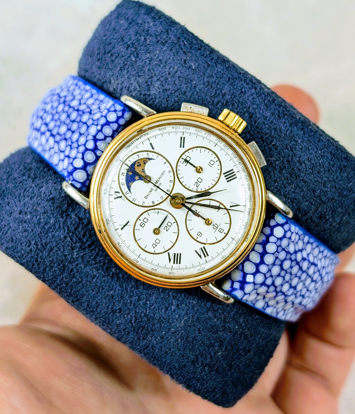 Vintage 1830 Baume and Mercier 1980s Chronograph Moonphase