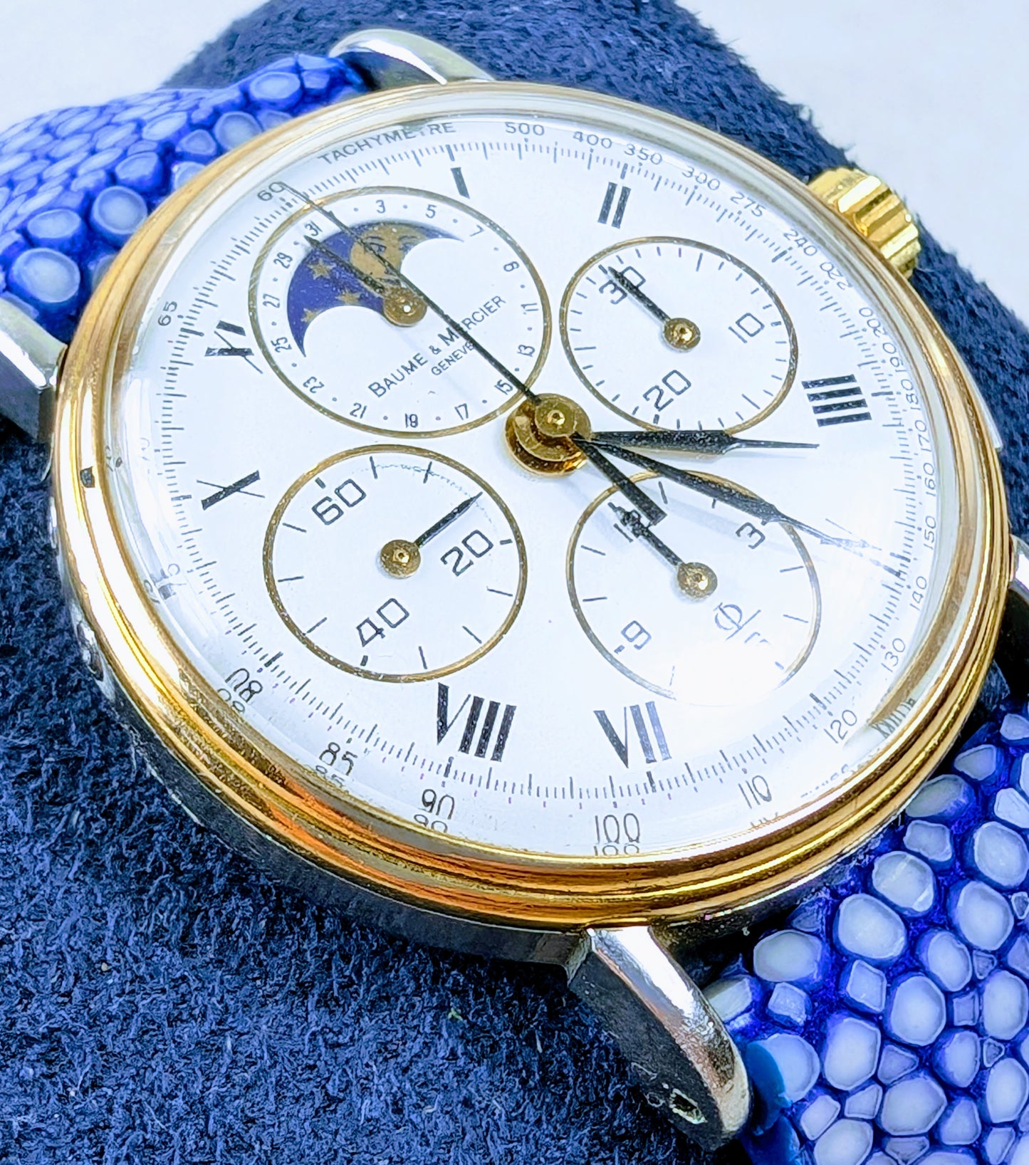Vintage 1830 Baume and Mercier 1980s Chronograph Moonphase