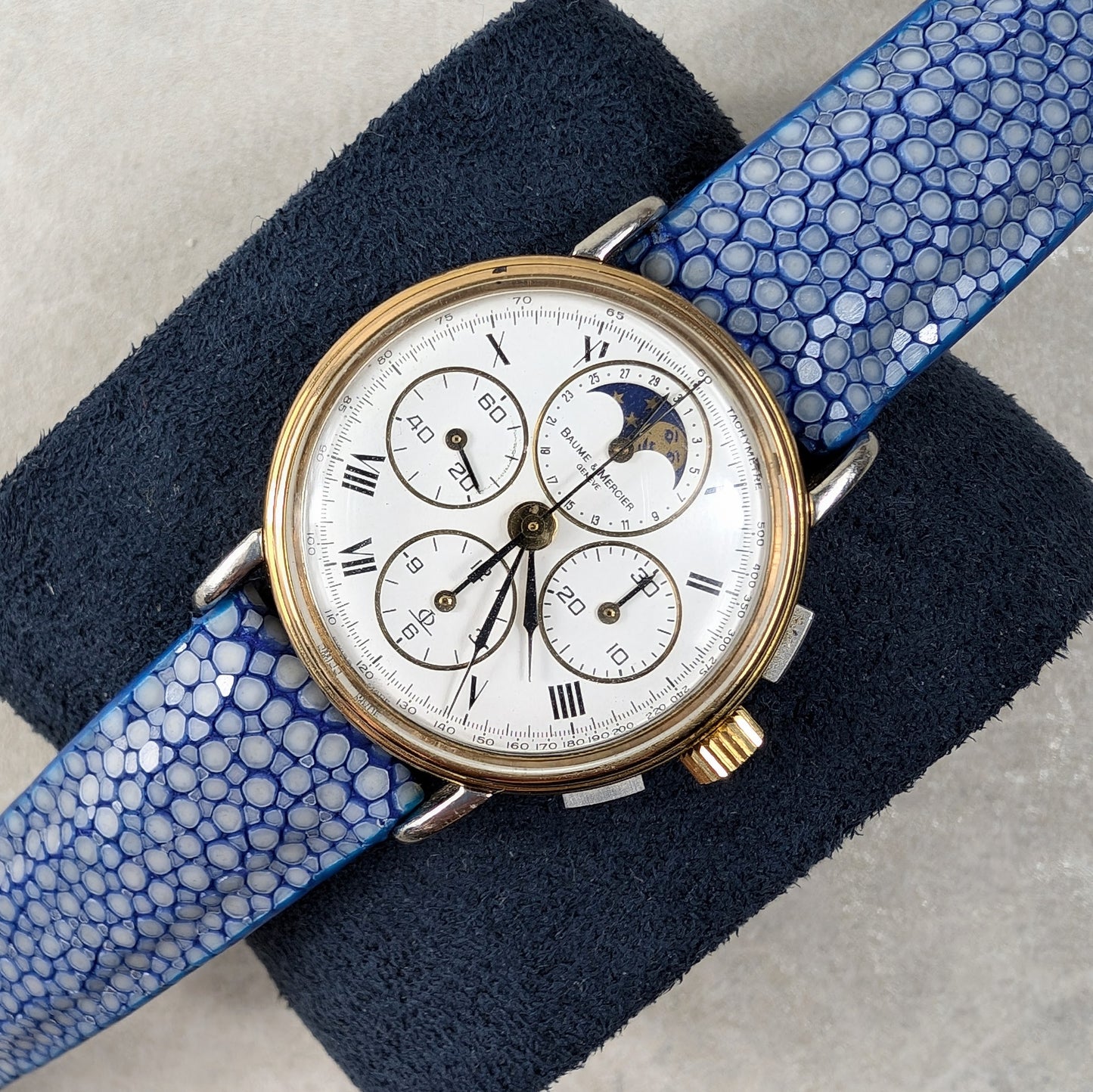 Vintage 1830 Baume and Mercier 1980s Chronograph Moonphase
