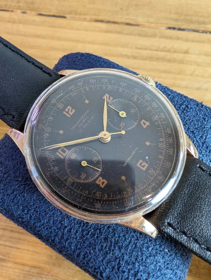 Rare Chronographe Suisse Chronograph 18k Rose Gold Collector Watch