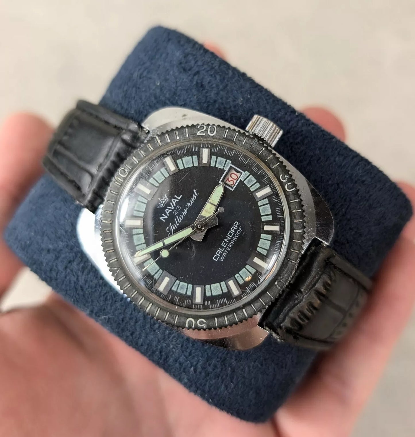 Fellowcrest Naval Date Divers Style Vintage Watch Early 70's