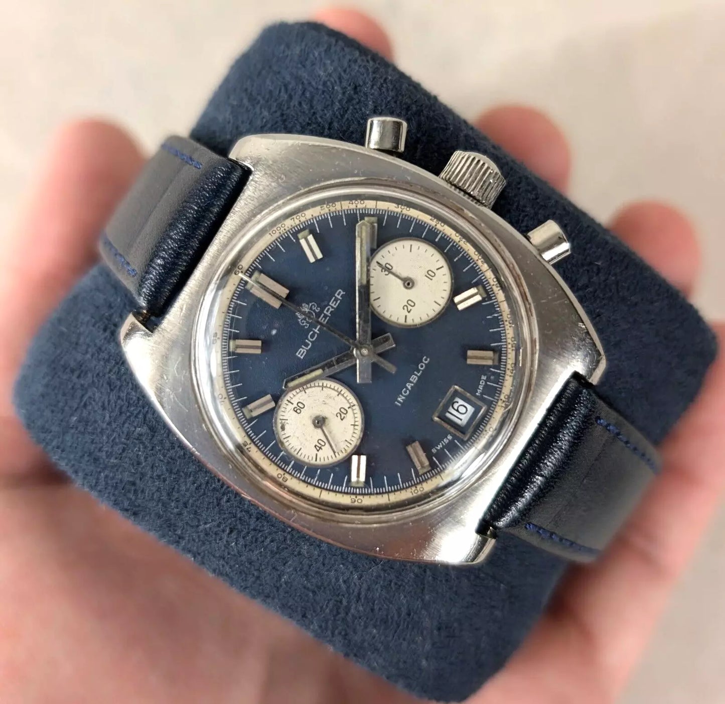 Vintage Bucherer Incabloc Chronograph 1970s | Valjoux 7733