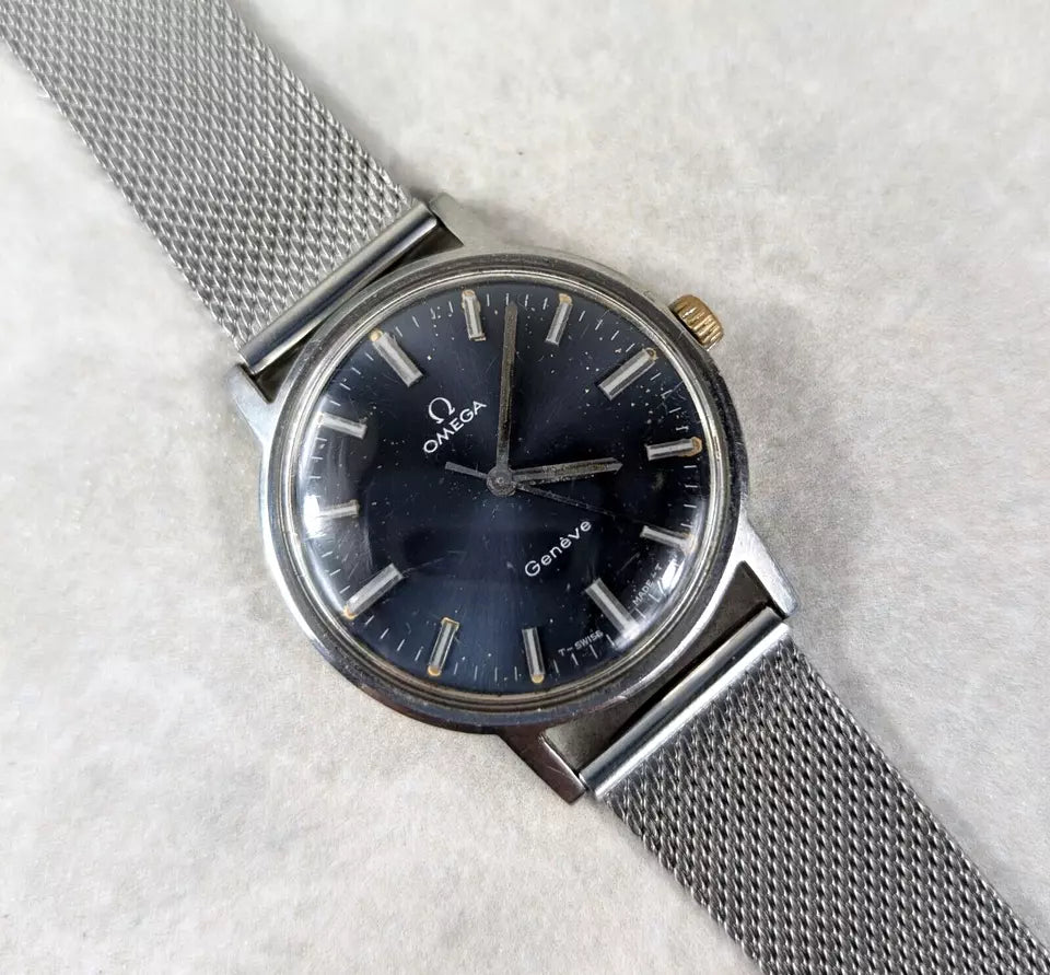 Vintage 1970 Omega Geneve Blue Dial Watch - 135.070