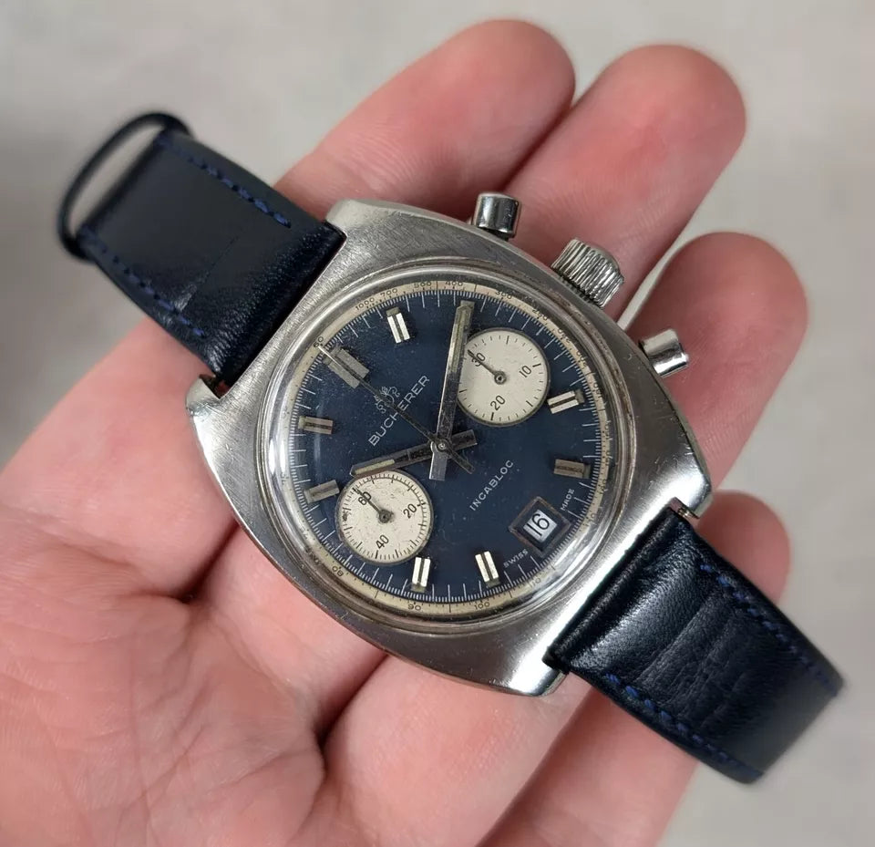 Vintage Bucherer Incabloc Chronograph 1970s | Valjoux 7733