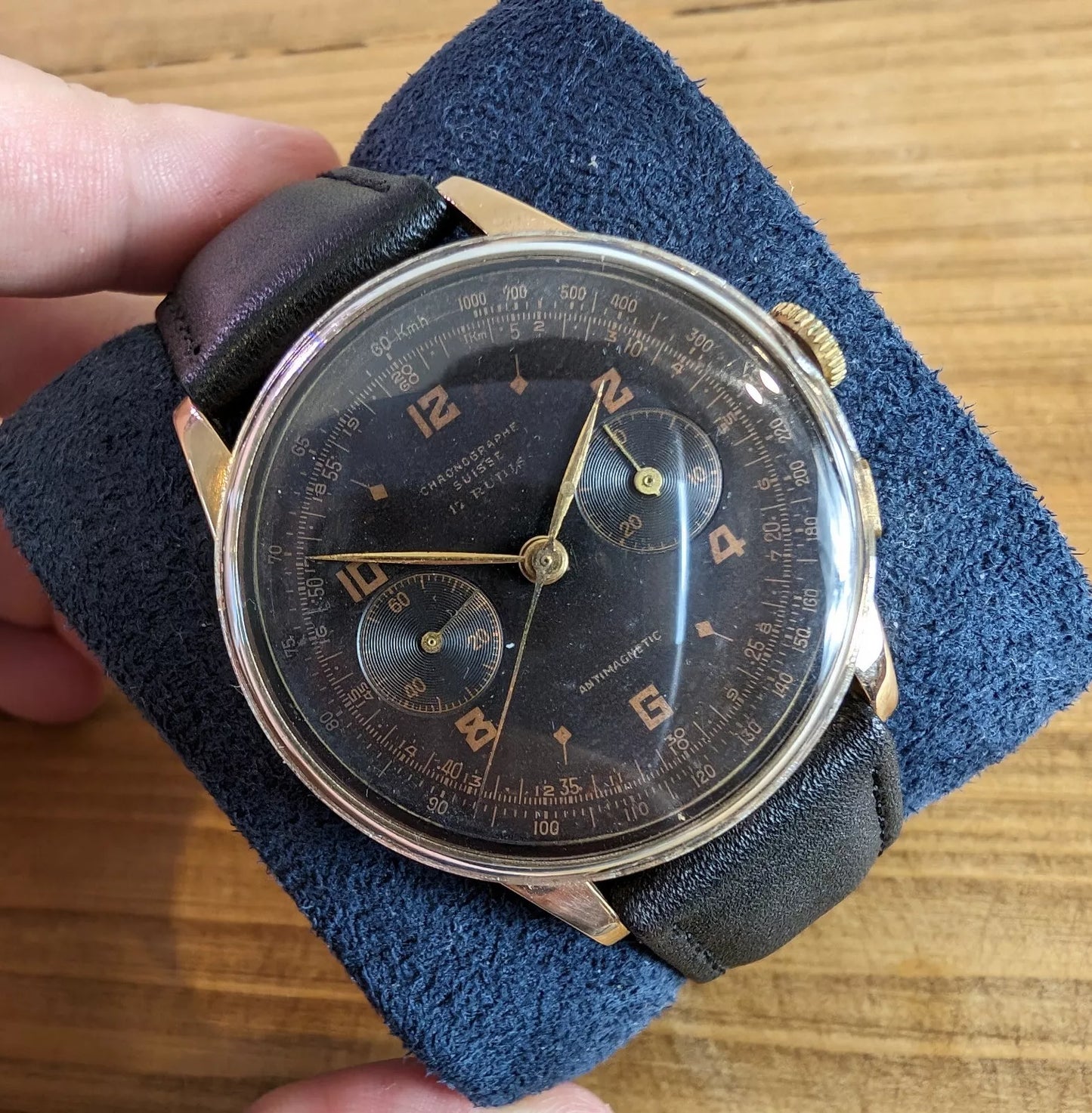 Rare Chronographe Suisse Chronograph 18k Rose Gold Collector Watch