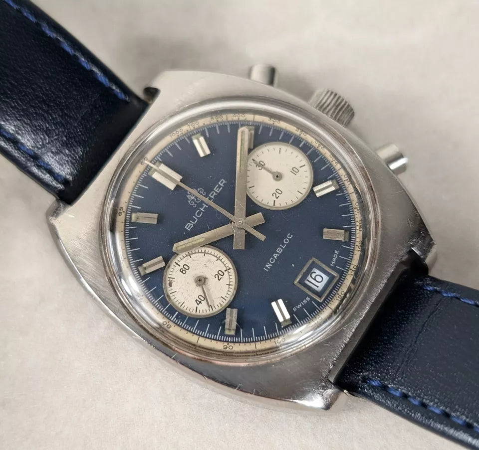 Vintage Bucherer Incabloc Chronograph 1970s | Valjoux 7733