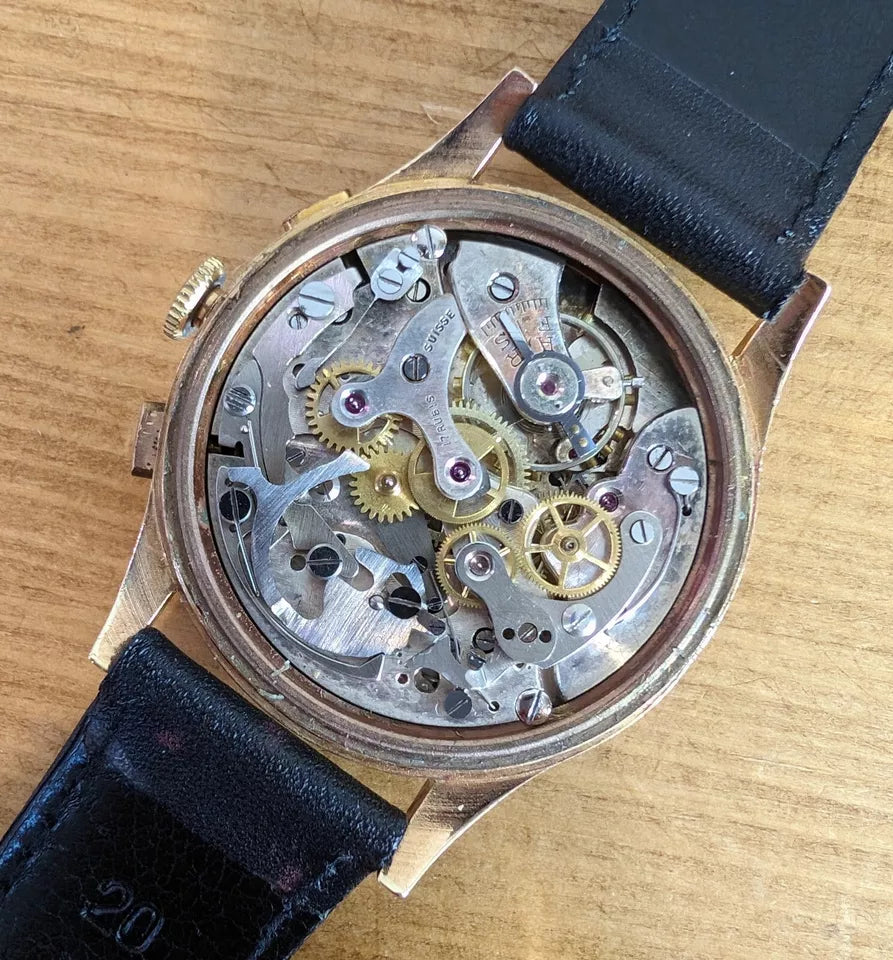 Rare Chronographe Suisse Chronograph 18k Rose Gold Collector Watch